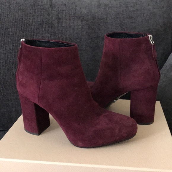 burgundy suede ankle boots